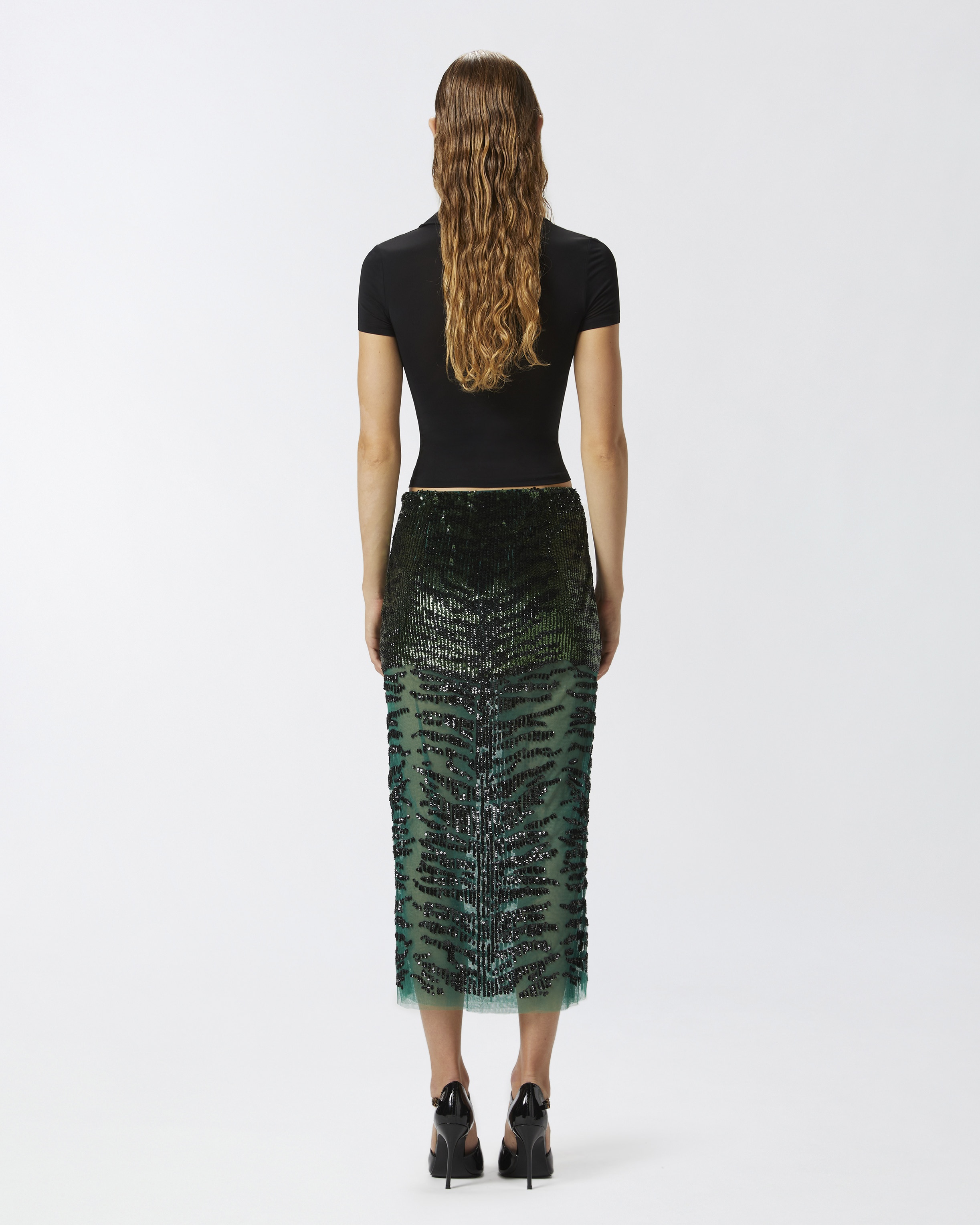 PENCIL SKIRT WITH ZEBRA-EFFECT SEQUIN EMBROIDERY - 4