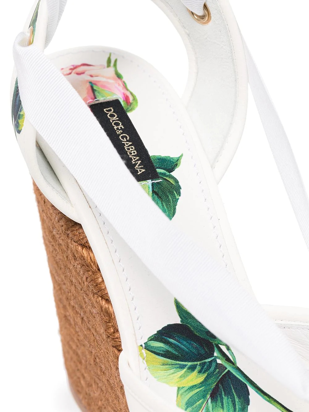 130mm rose-print leather espadrilles - 5