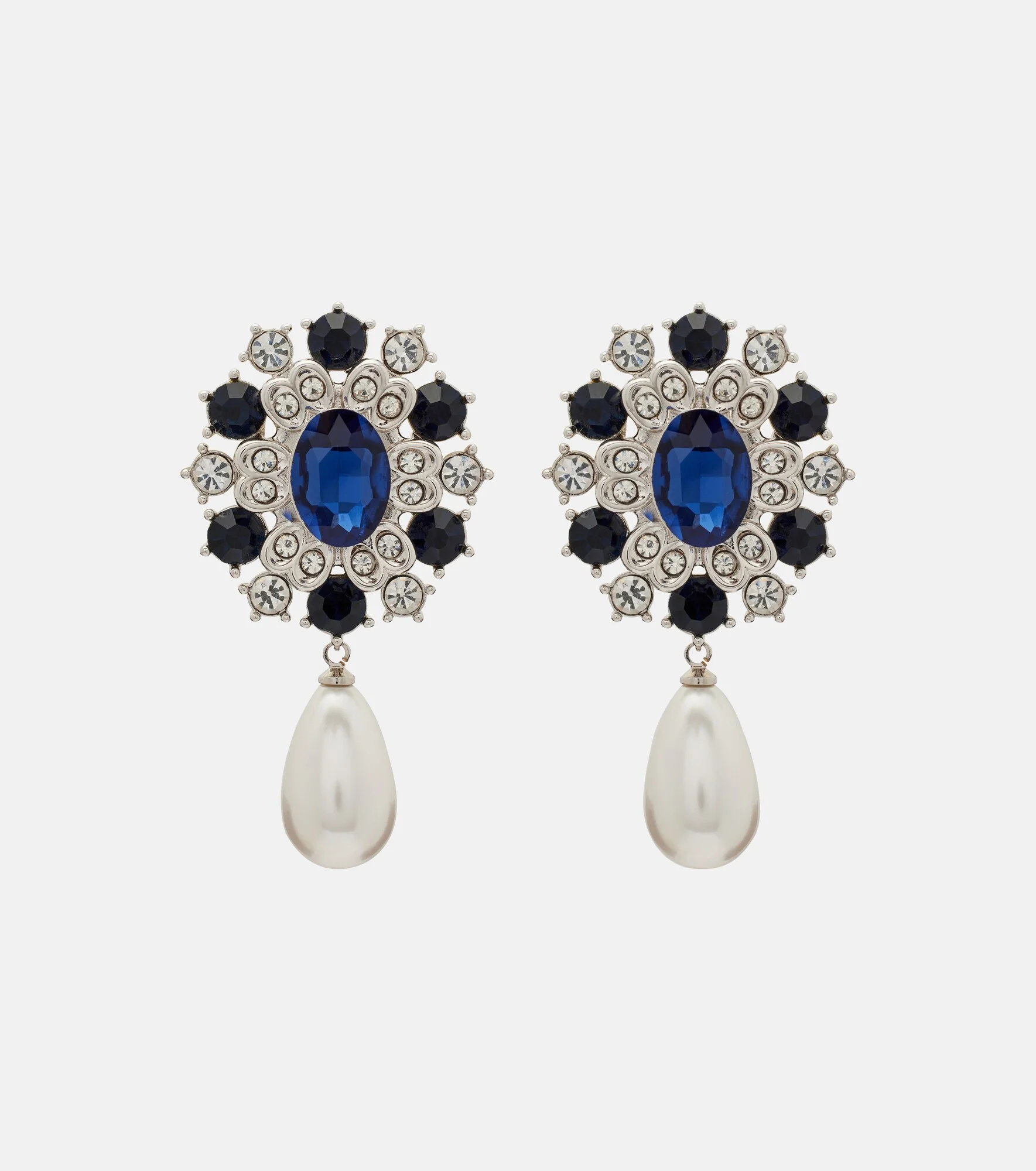 Crystal-embellished faux pearl drop earrings - 1