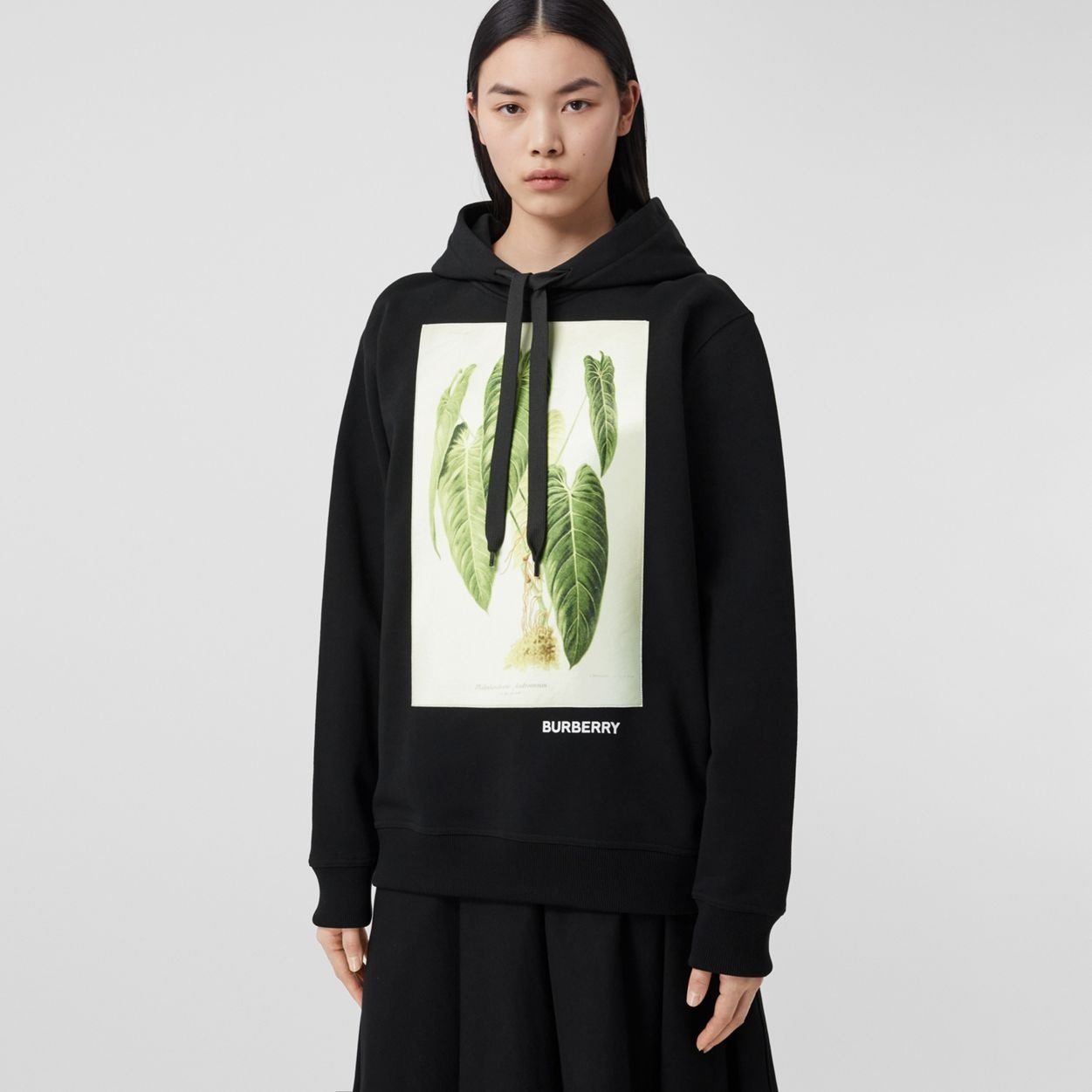 Botanical Sketch Print Cotton Oversized Hoodie - 2