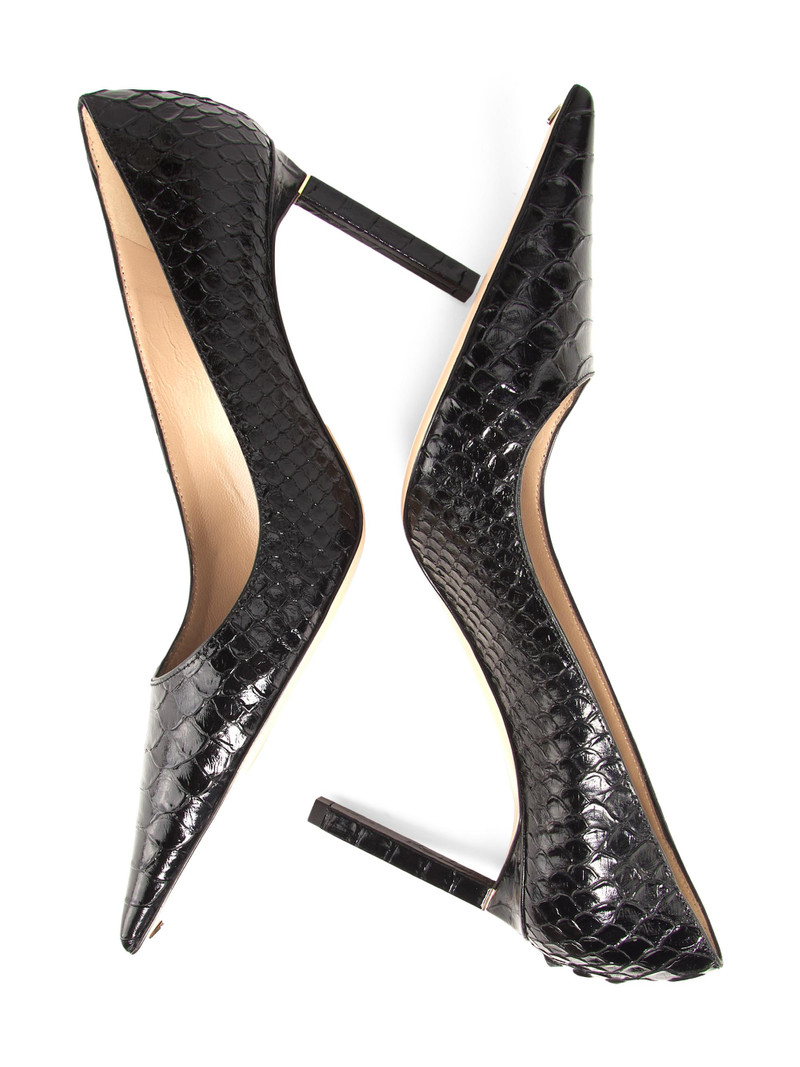 Women's 85MM Python-Embossed Stiletto Pumps - Black 6