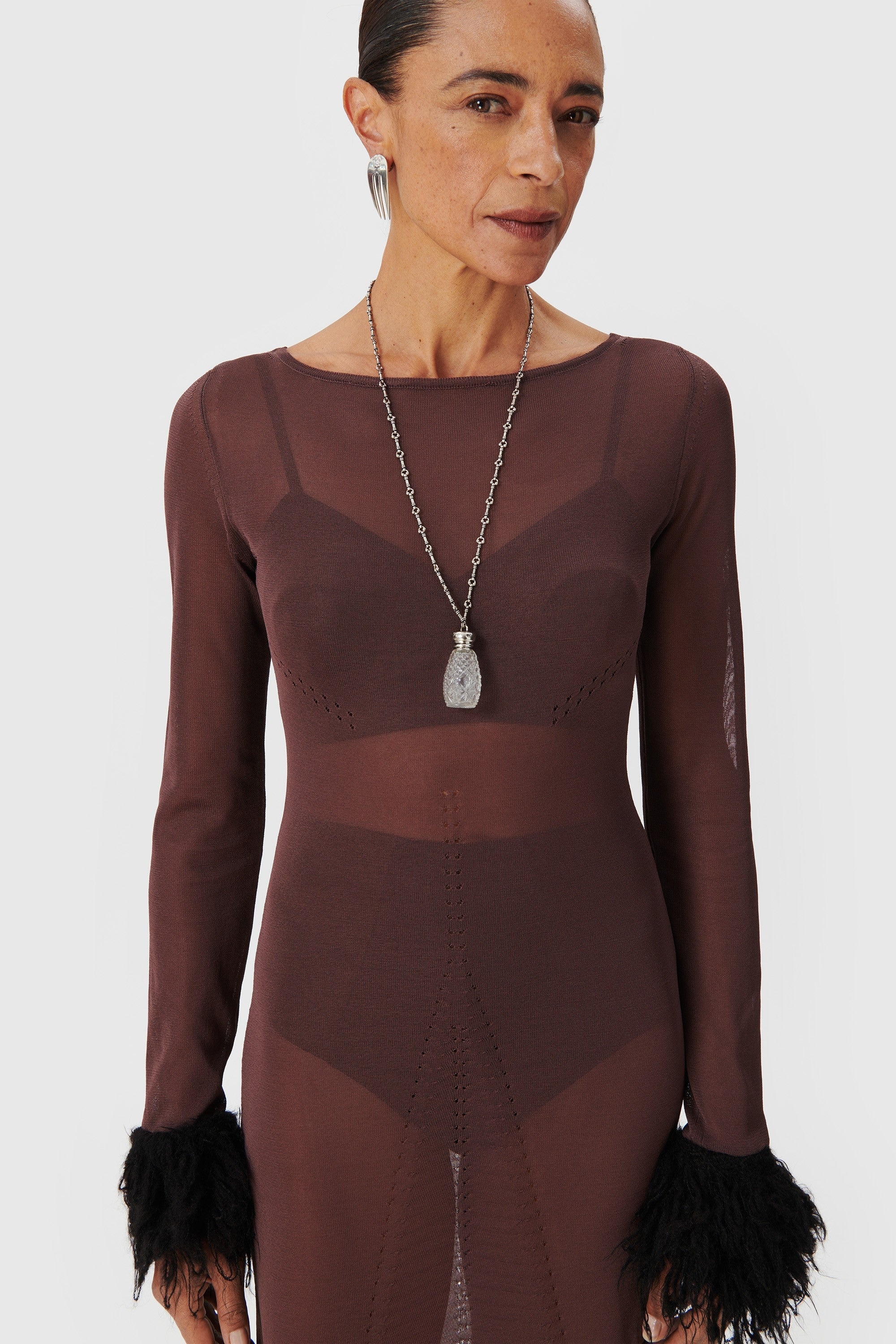 Sheer Knit Maxi Dress - 4