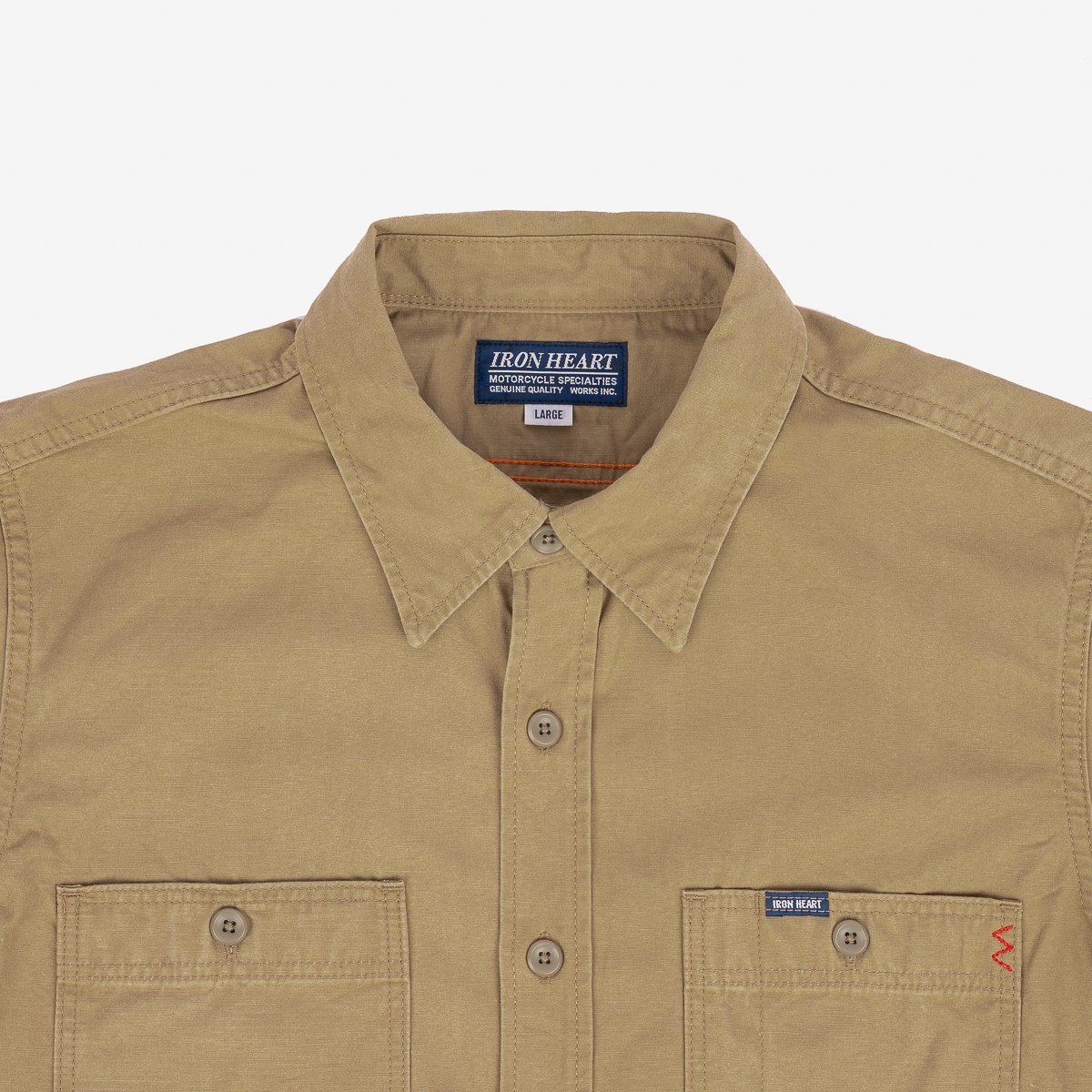IHSH-393-KHA 7oz Fatigue Cloth Short Sleeved Work Shirt - Khaki - 6
