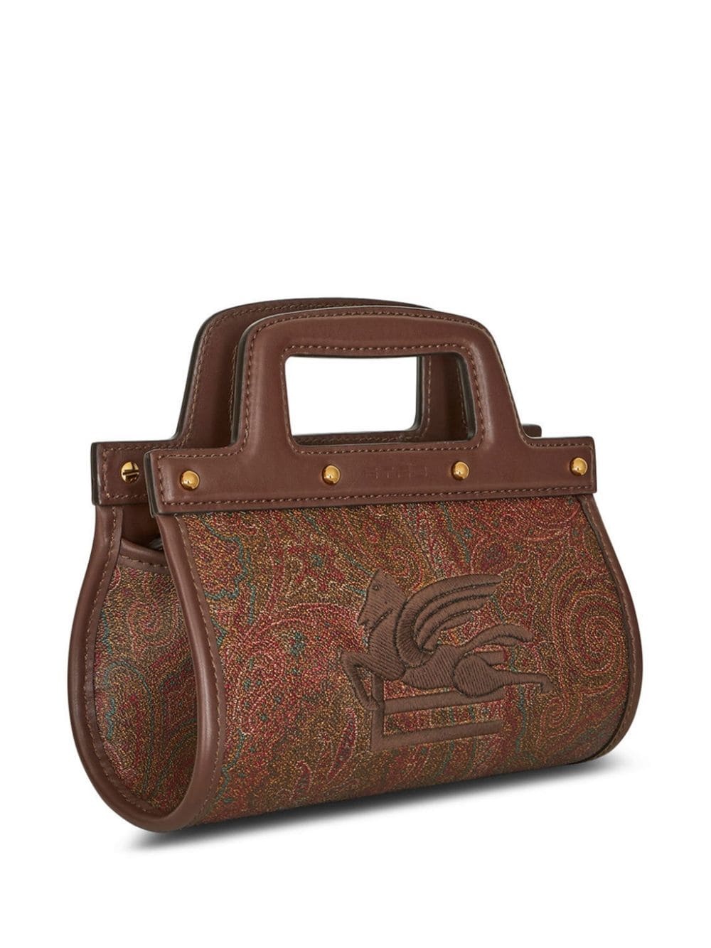 paisley-print leather-trim mini bag - 4