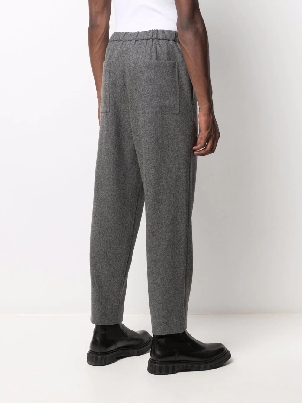 drawstring wool-blend trousers - 4