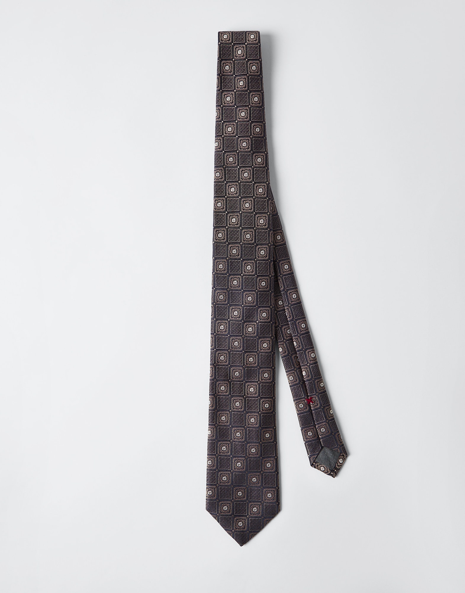 Silk tie with geometric design - 1