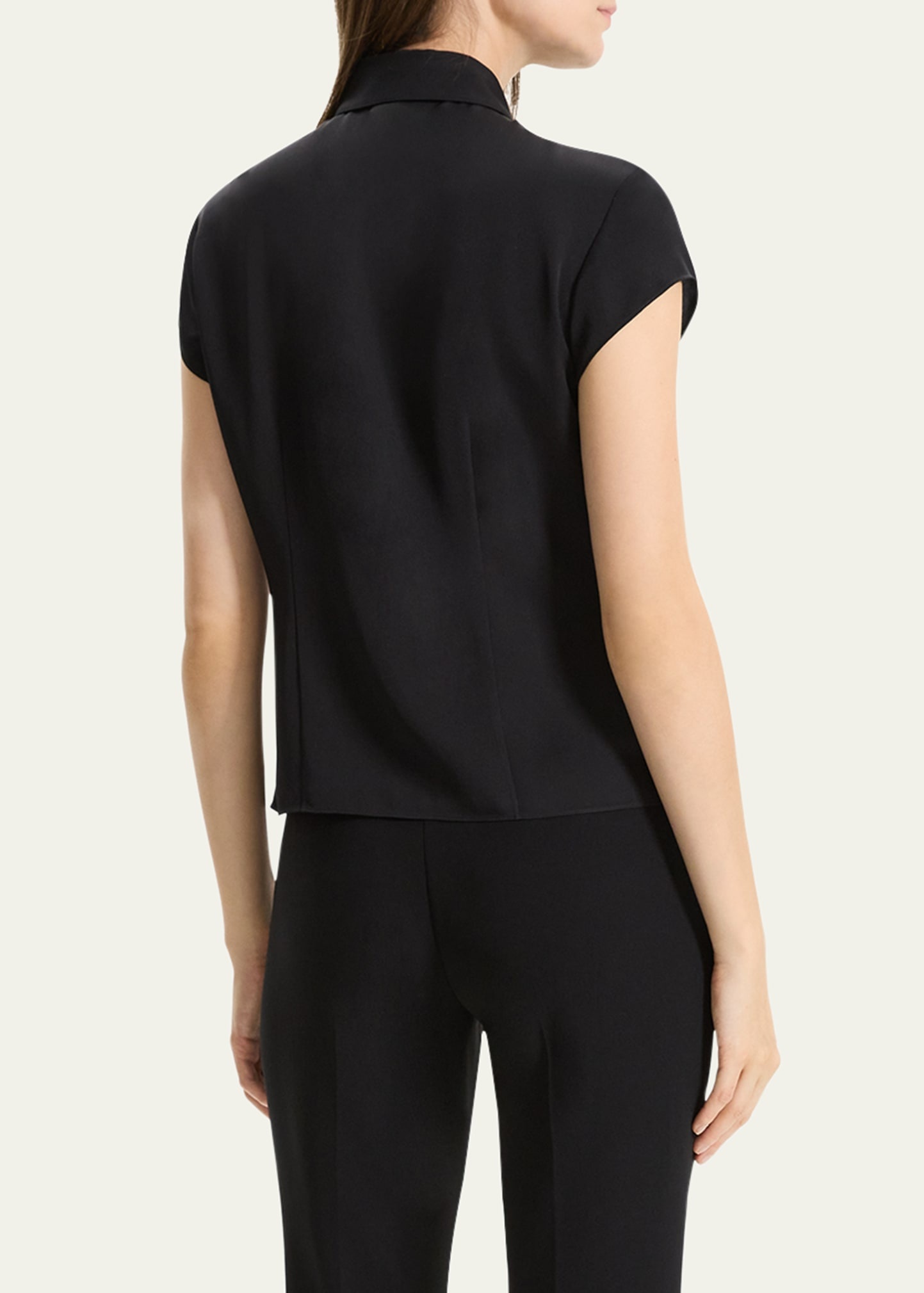 Cap-Sleeve Modern Silk Georgette Blouse - 3