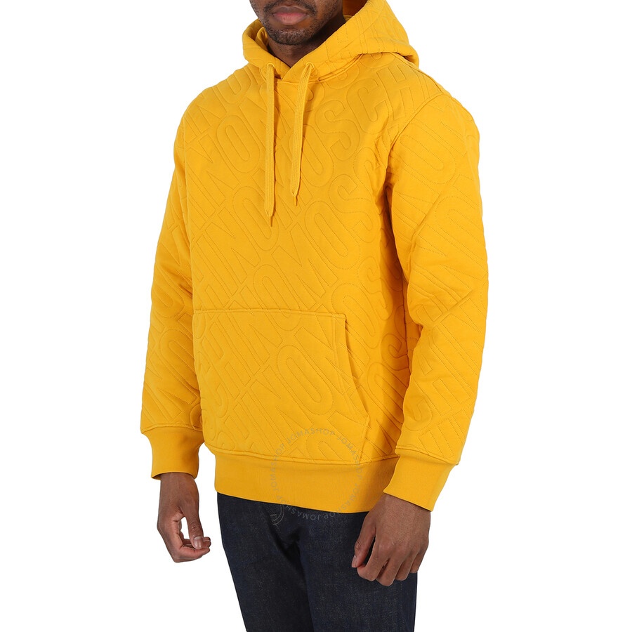 Moschino Men's Yellow All-Over Logo Embroidered Hoodie - 4
