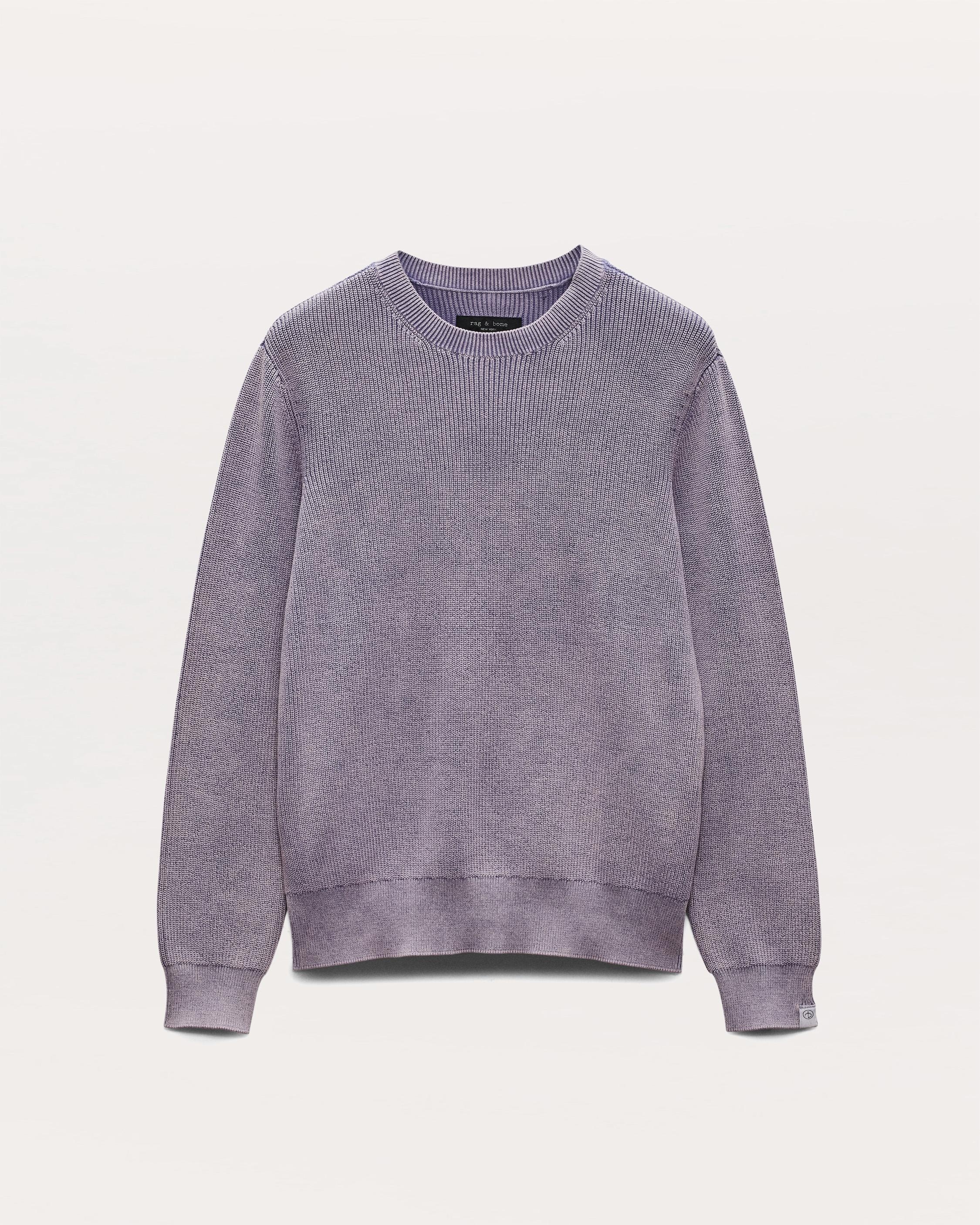 Acid-Wash Cotton-Blend Crewneck Sweater - 1