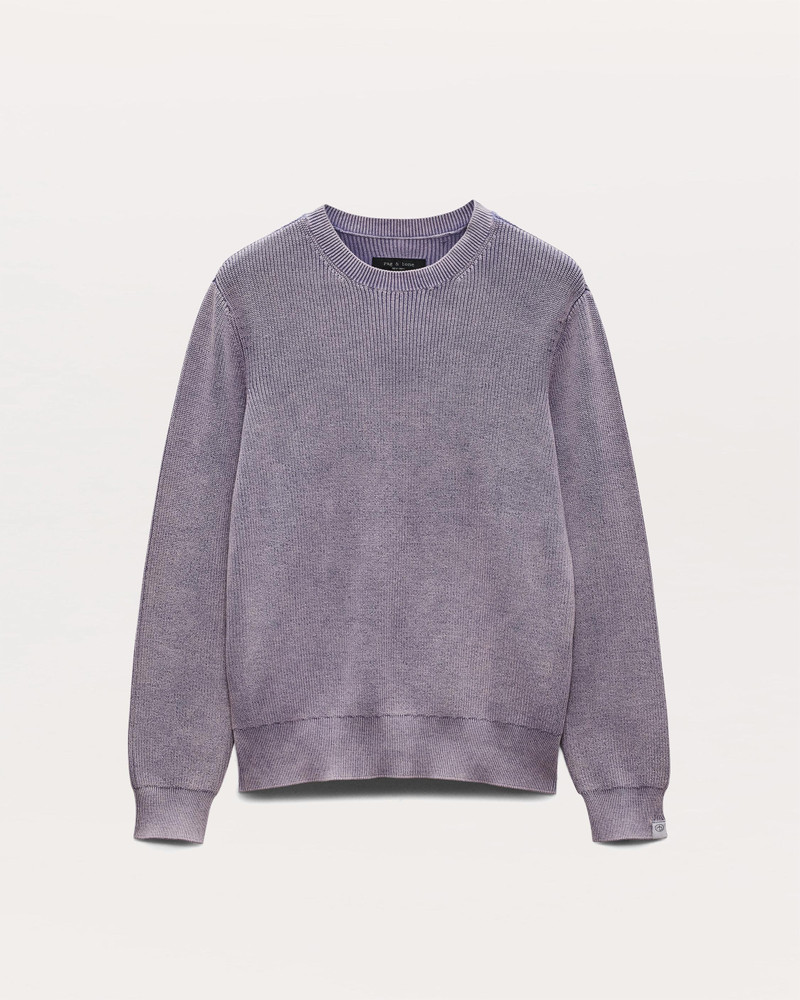 Acid-Wash Cotton-Blend Crewneck Sweater 1