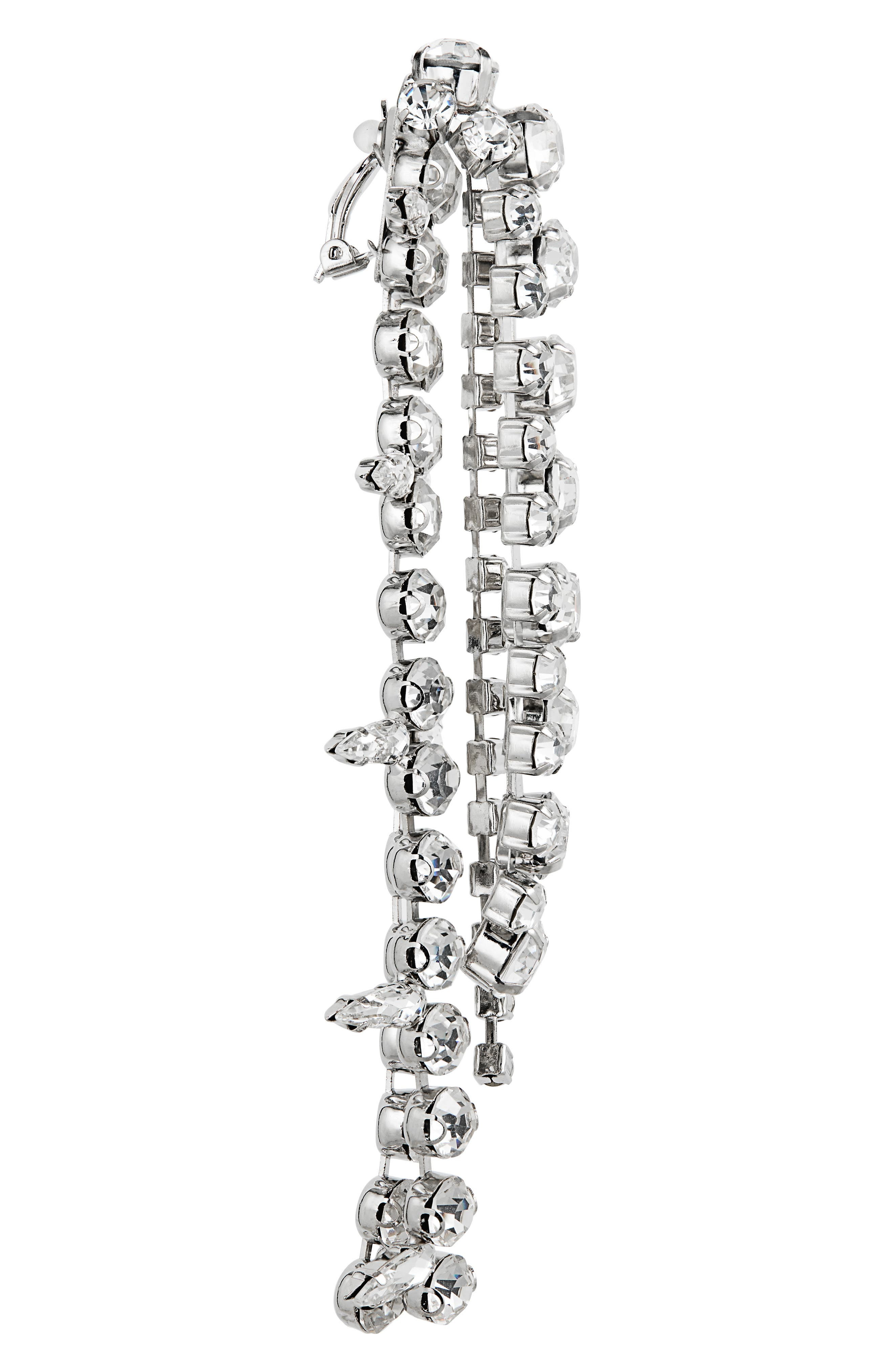 Area Crystal Fringe Front/Back Drop Earrings in Clear Crystal/Silver at Nordstrom - 3