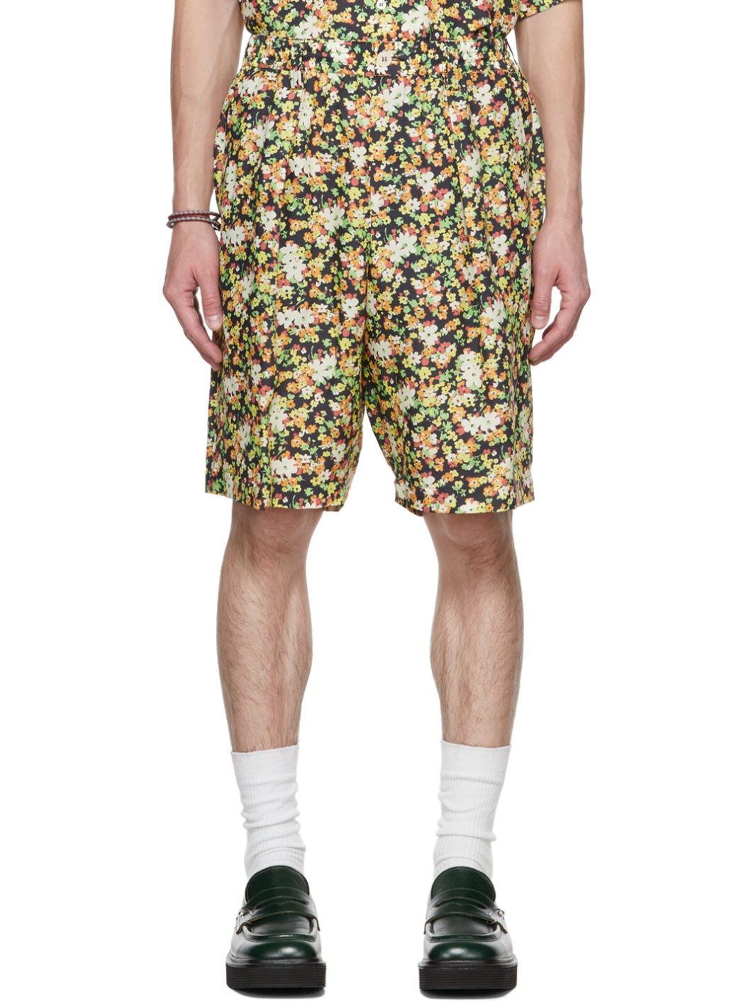 Black Floral Shorts - 1