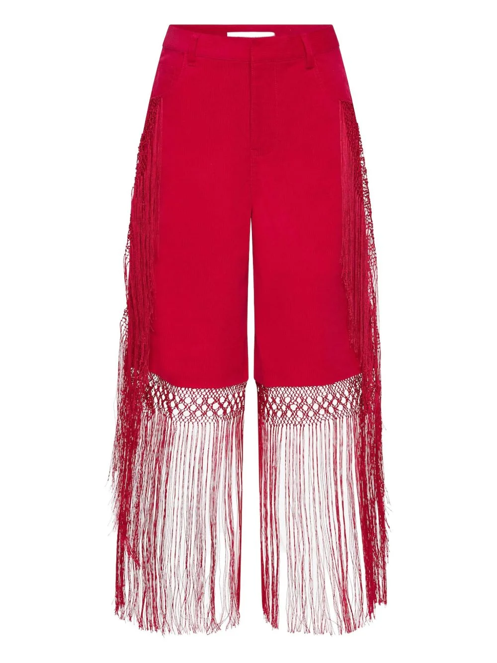 macramé fringed corduroy trousers - 1