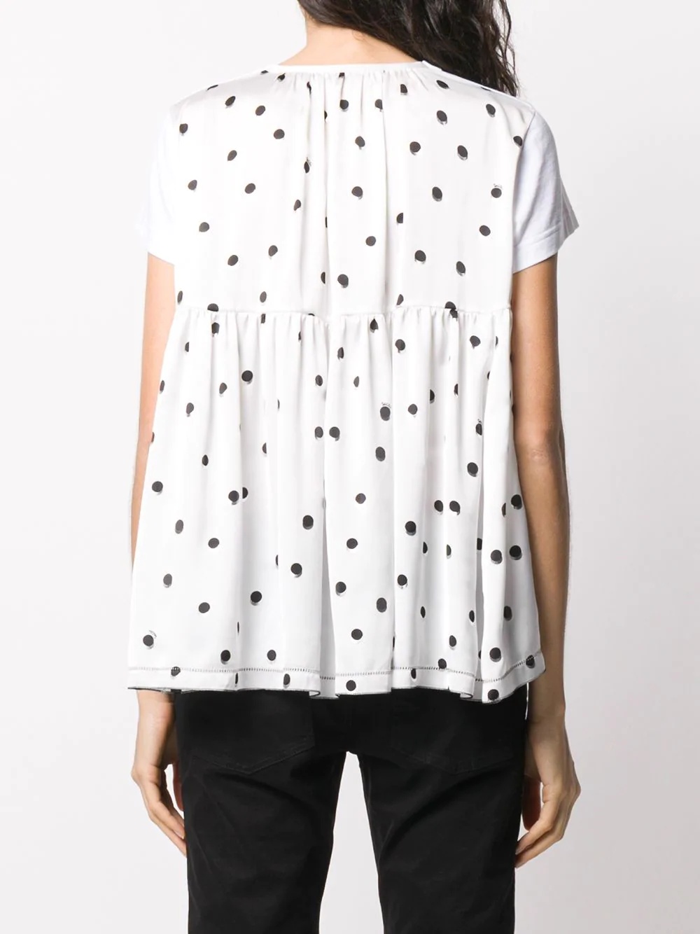 polka dot print flared T-shirt - 4