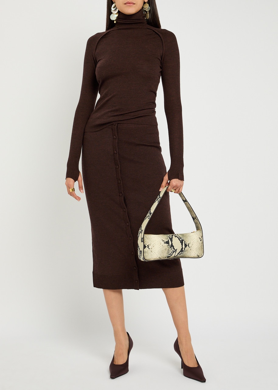 Victoria Beckham Button-embellished Wool-blend Midi Skirt - 4