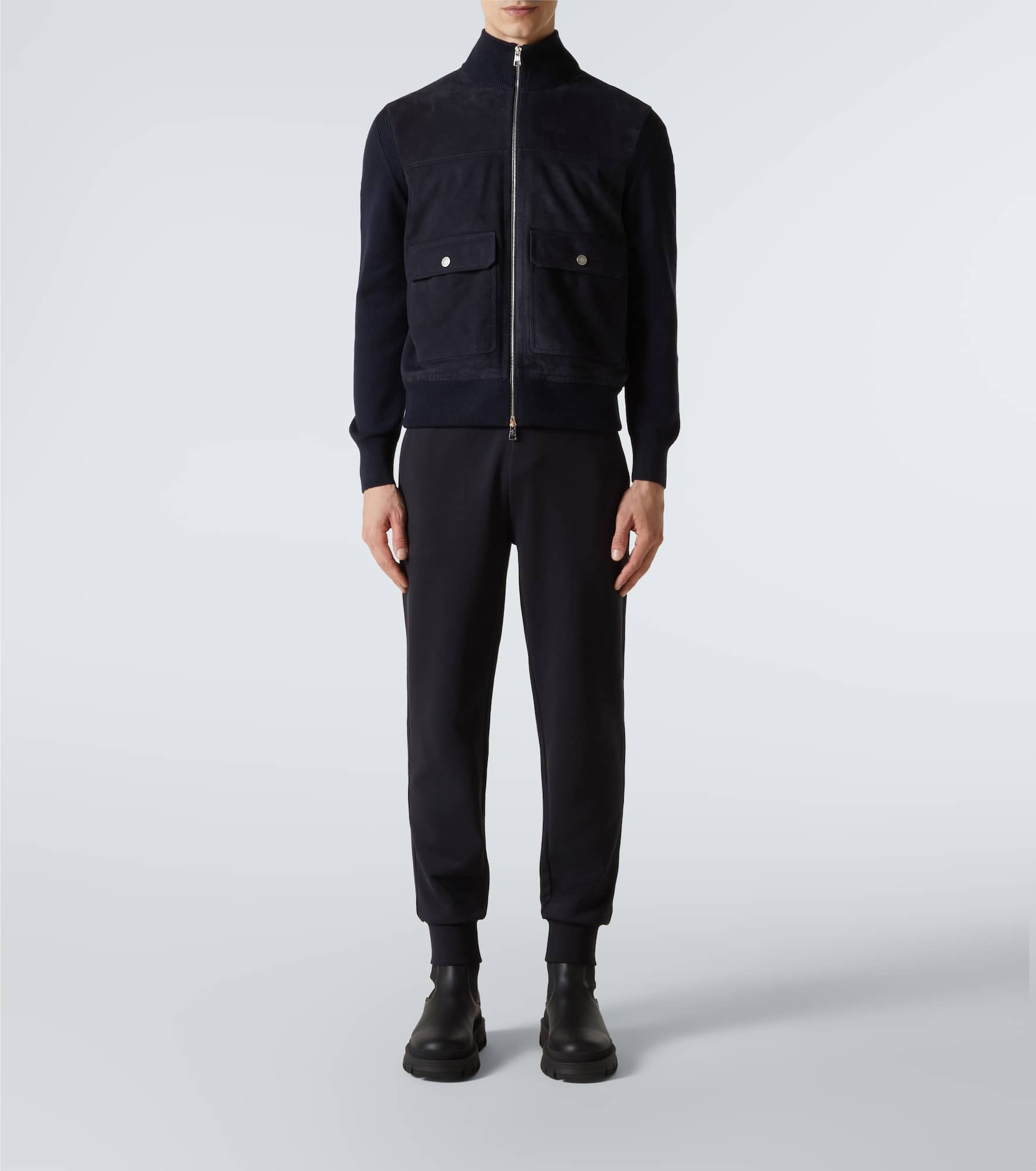 Suede-trimmed wool and cotton jacket - 2
