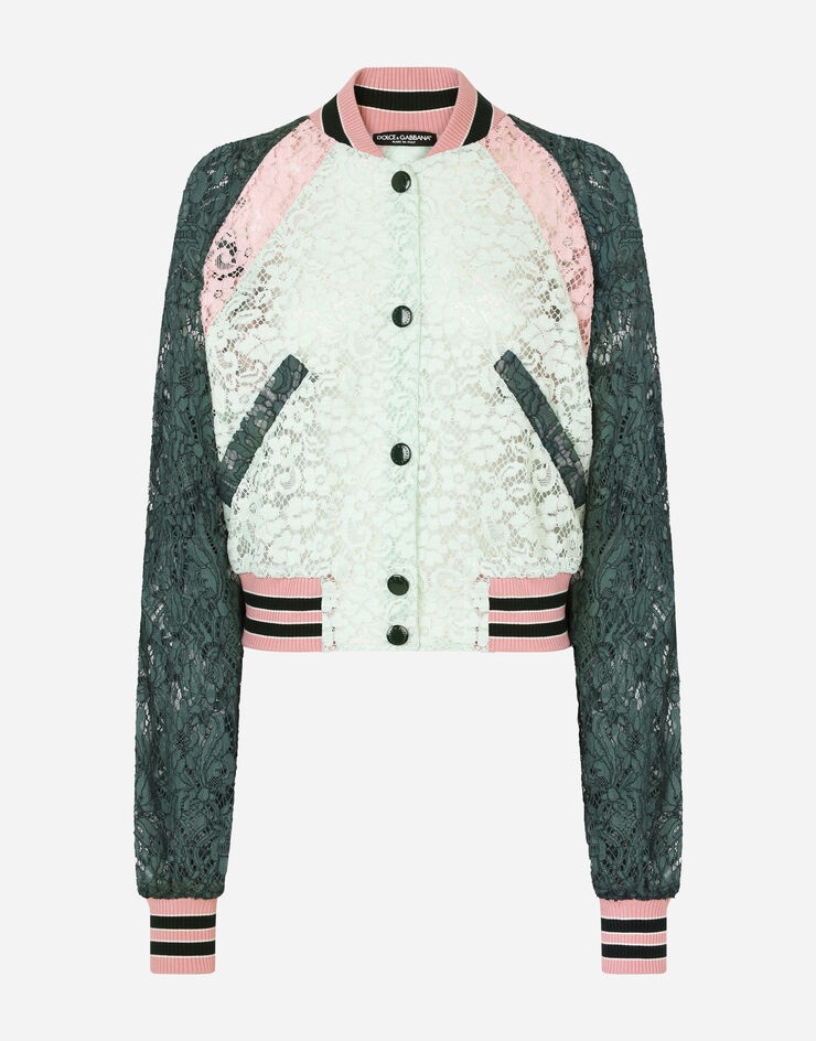 Lace bomber jacket with contrasting trims - 3