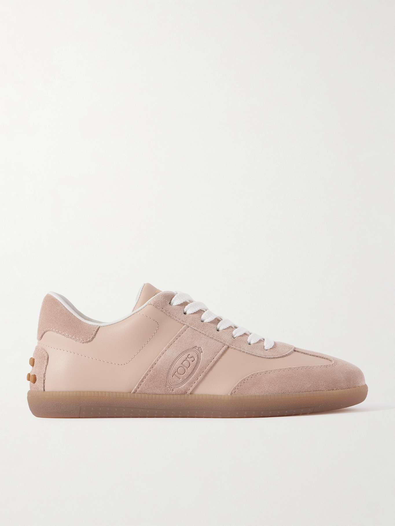 Tod's Cassetta suede-trimmed leather sneakers Beige