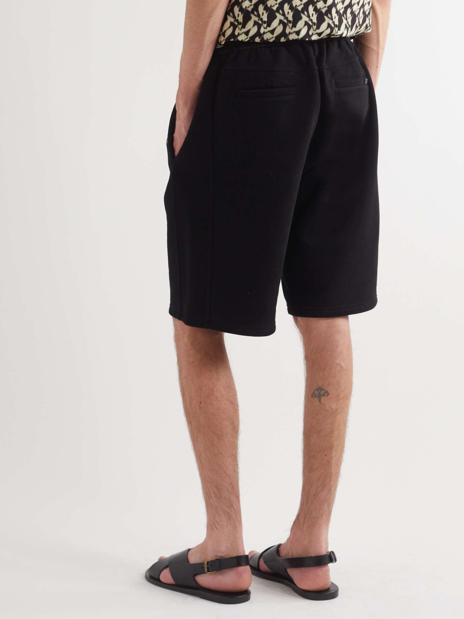 Straight-Leg Logo-Embroidered Cotton-Jersey Drawstring Shorts - 4