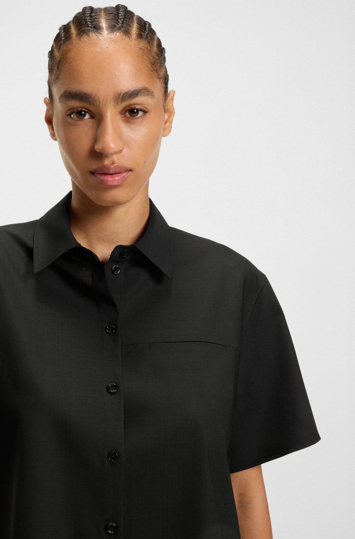 REGULAR-FIT SHORT-SLEEVED BLOUSE IN WOOL - 4