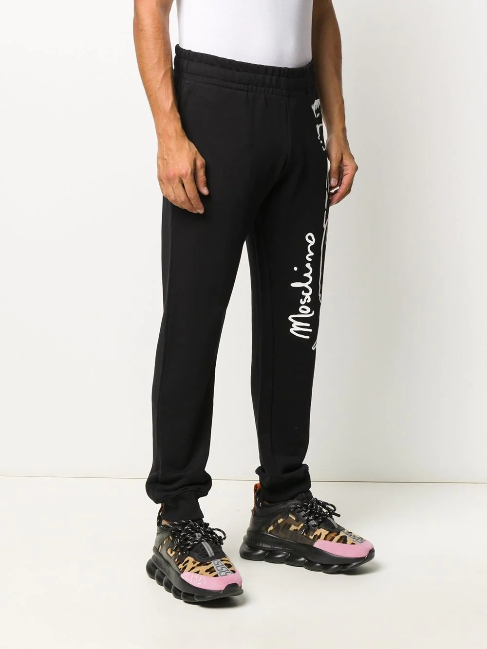 logo print track trousers - 3