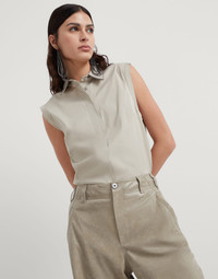 【送料&関税込】Brunello Cucinelli Stretch Silk T-shirt Brunello Cucinelli Stretch cotton poplin sleeveless shirt