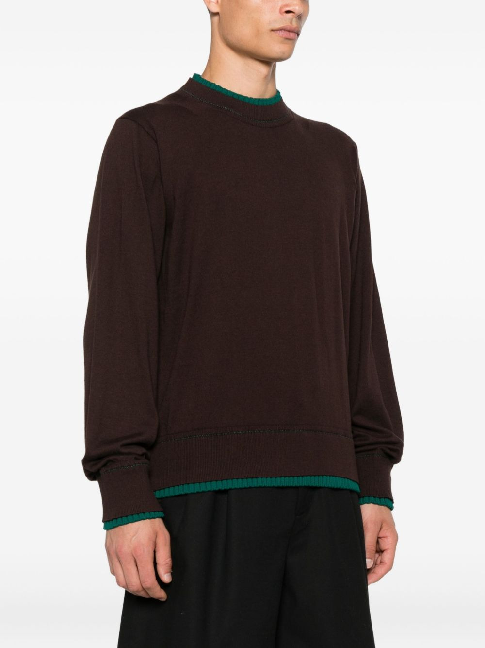 contrast-trim crew-neck sweater - 3