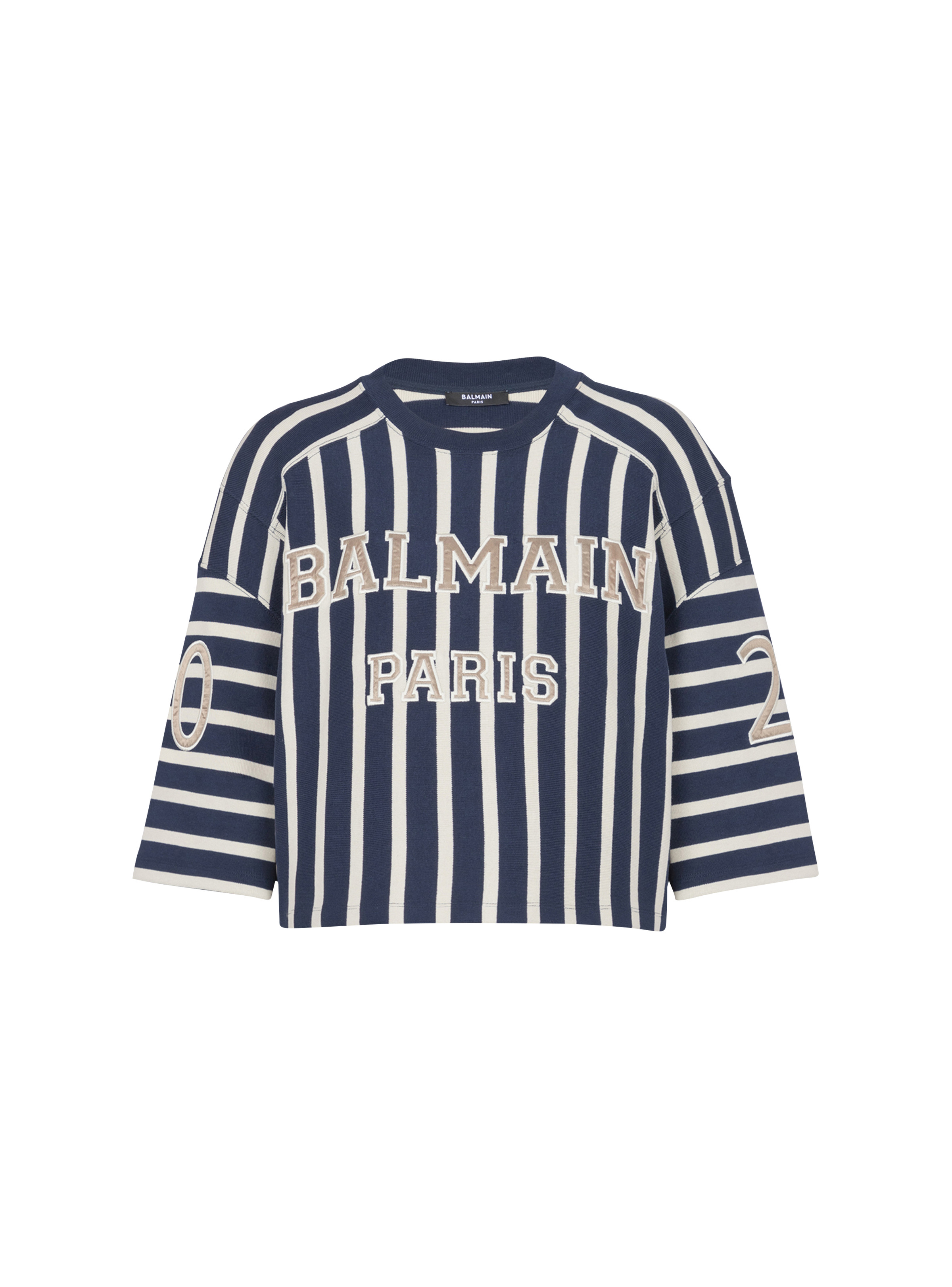 Striped Balmain Baseball T-shirt - 1