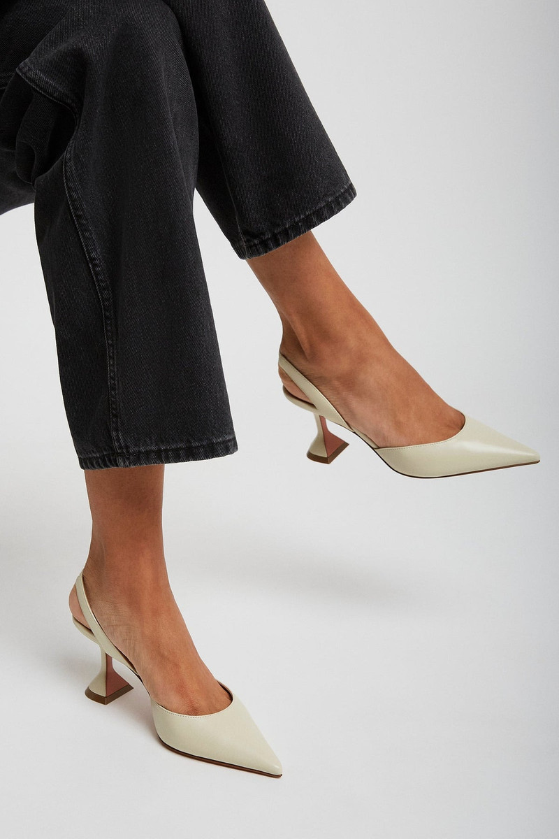 Amina Muaddi Holli 70 white leather slingbacks outlook