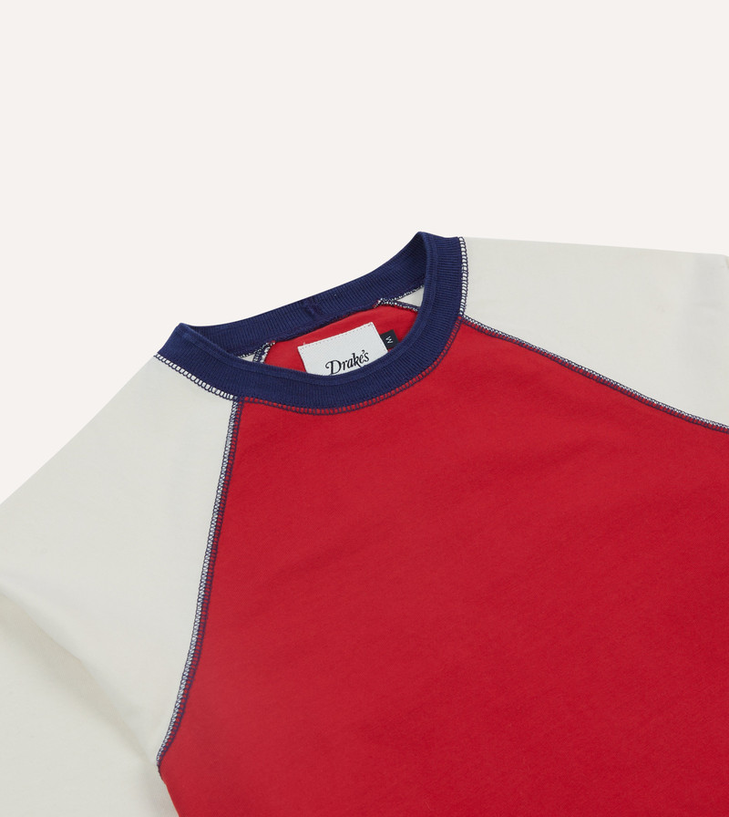 Red and Ecru Long Sleeve Raglan T-Shirt 3