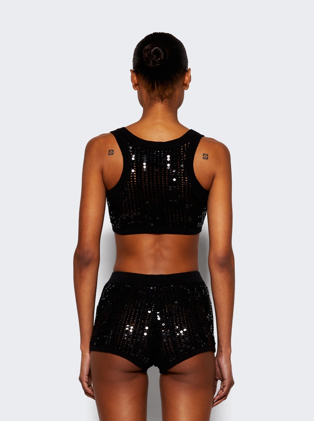 Sequin Crop Knit Top Black - 5
