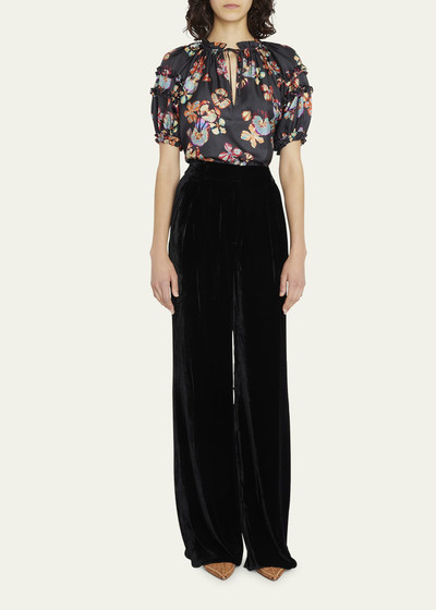 ULLA JOHNSON Veronica High Rise Silk-Velvet Wide-Leg Pants outlook