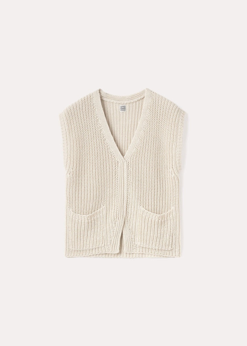 Linen cotton vest ecru 1