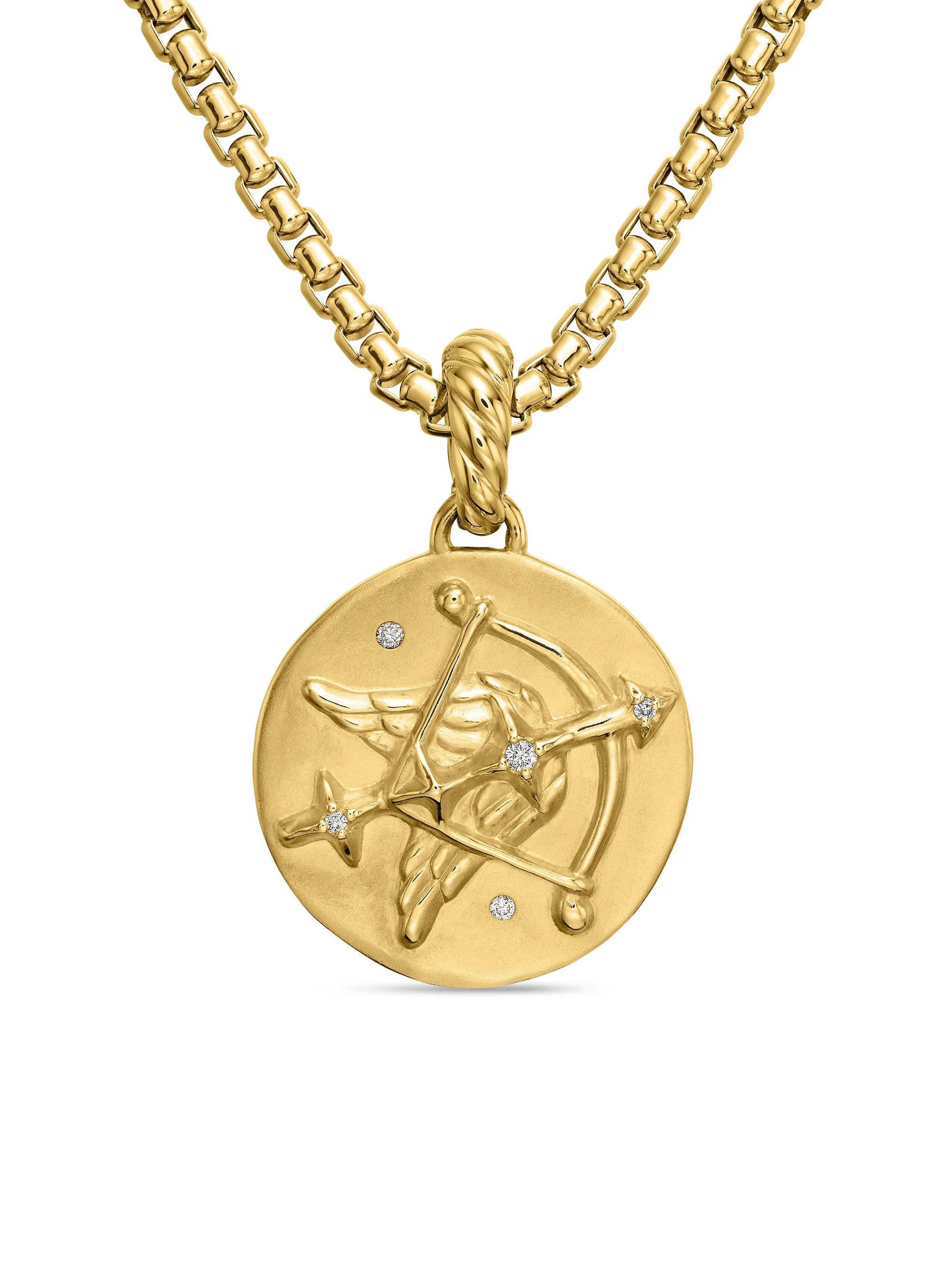 Women's Zodiac Amulet in 18K Yellow Gold with Diamonds - Sagittarius - 1