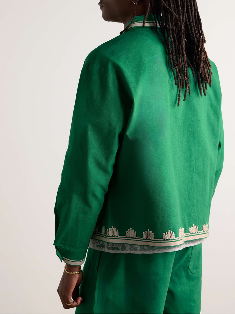 Ripple Embellished Grosgrain-Trimmed Cotton-Canvas Jacket 4