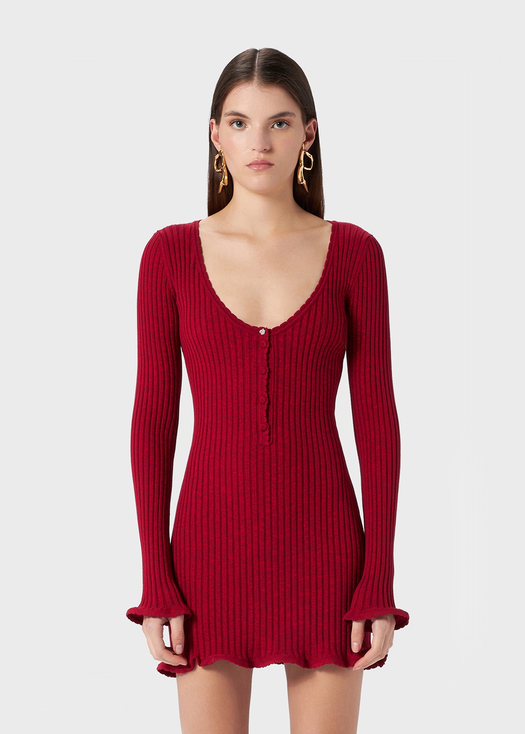 RIBBED KNIT MINI DRESS - 3