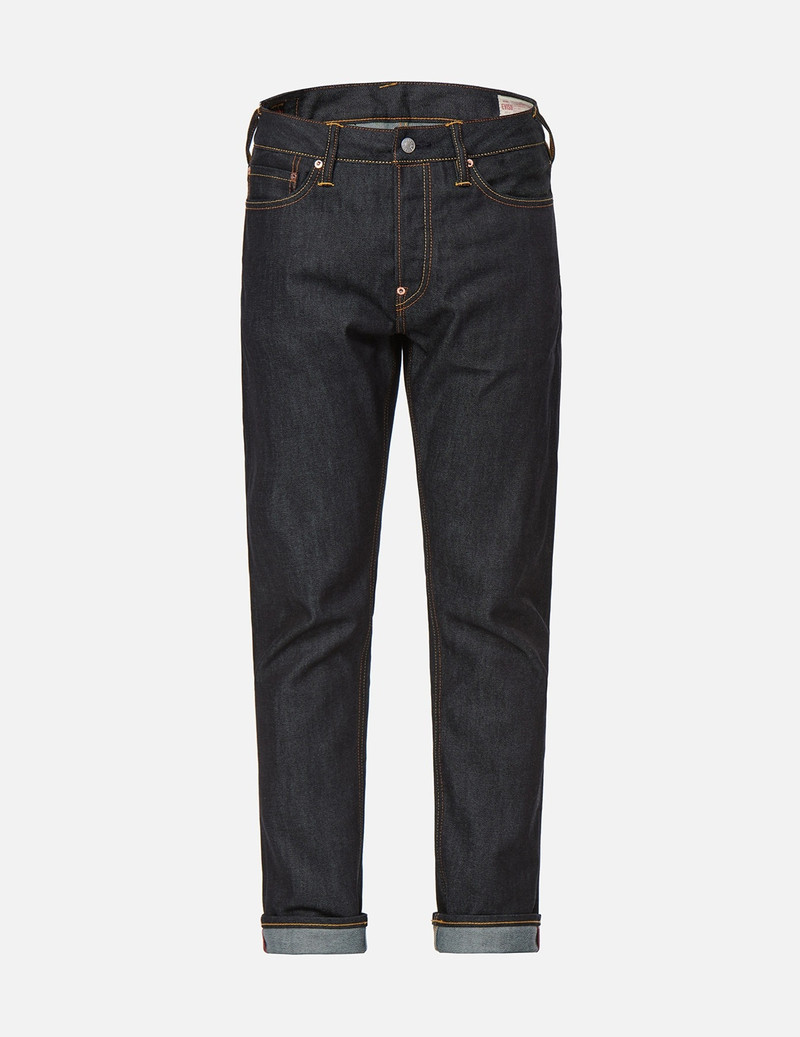 WASH-EFFECT SEAGULL PRINT CARROT FIT RAW DENIM JEANS #2017 1