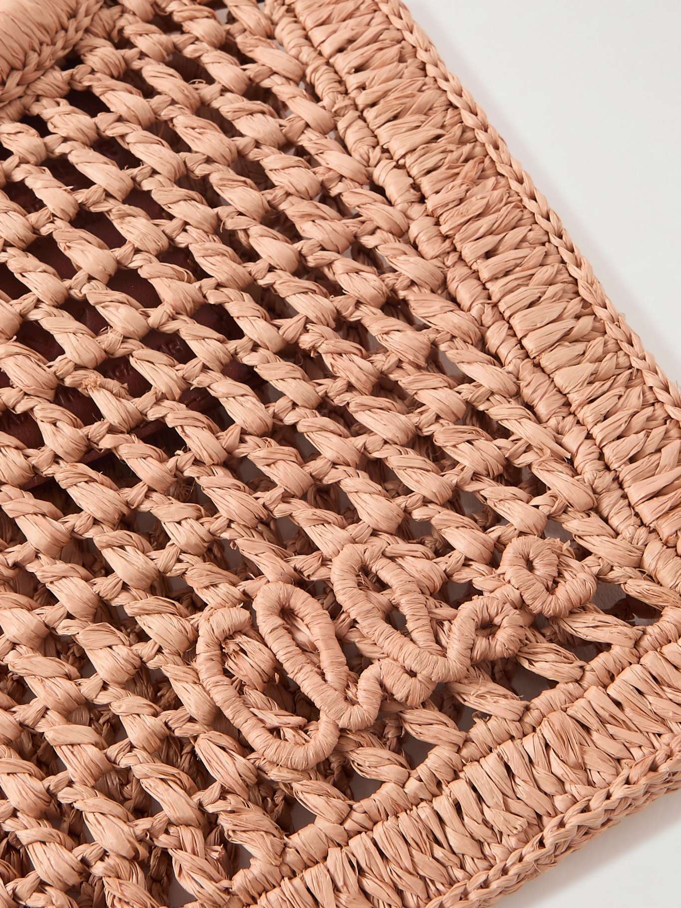 Summer Banana small leather-trimmed woven raffia tote bag Beige - 4