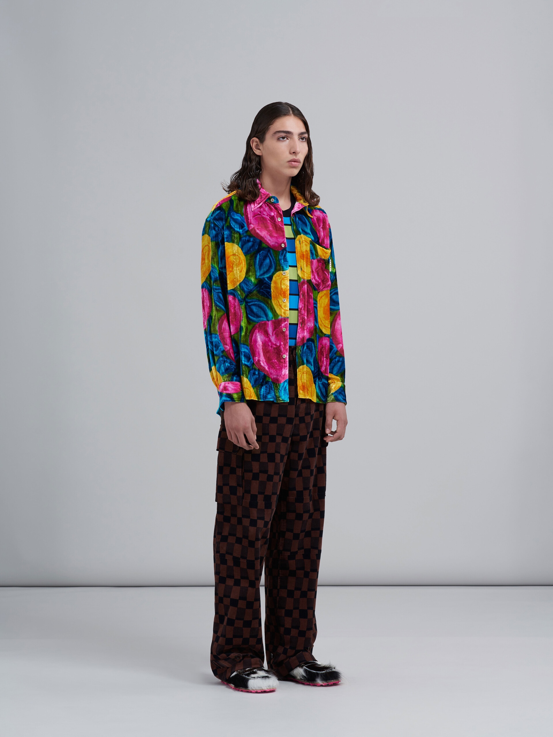 SPRING RITE PRINT CRINKLED VELVET SHIRT - 5