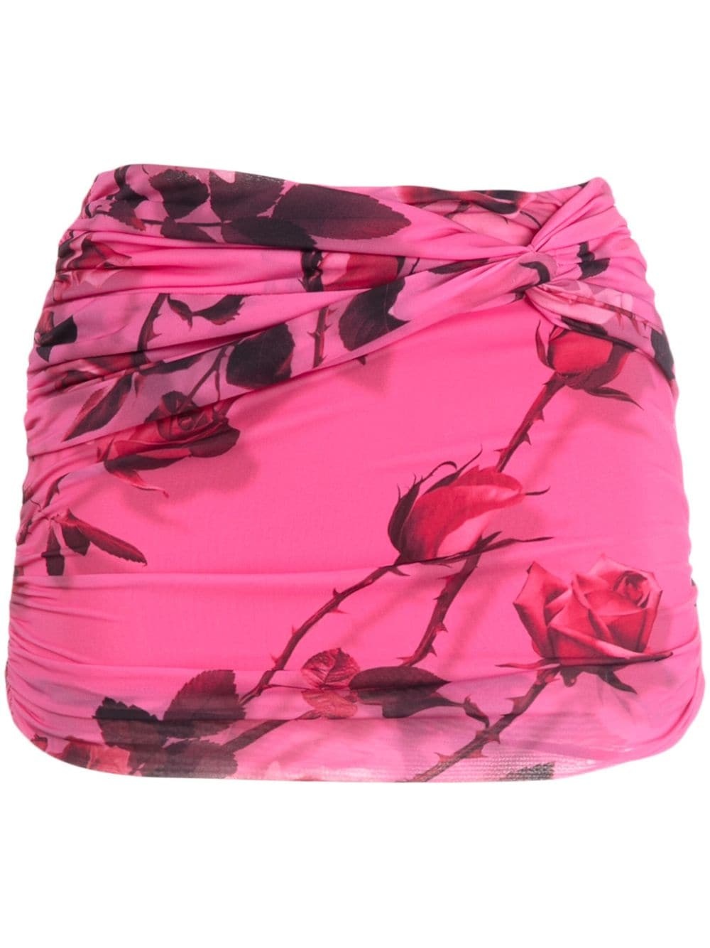 floral-print ruched miniskirt - 1