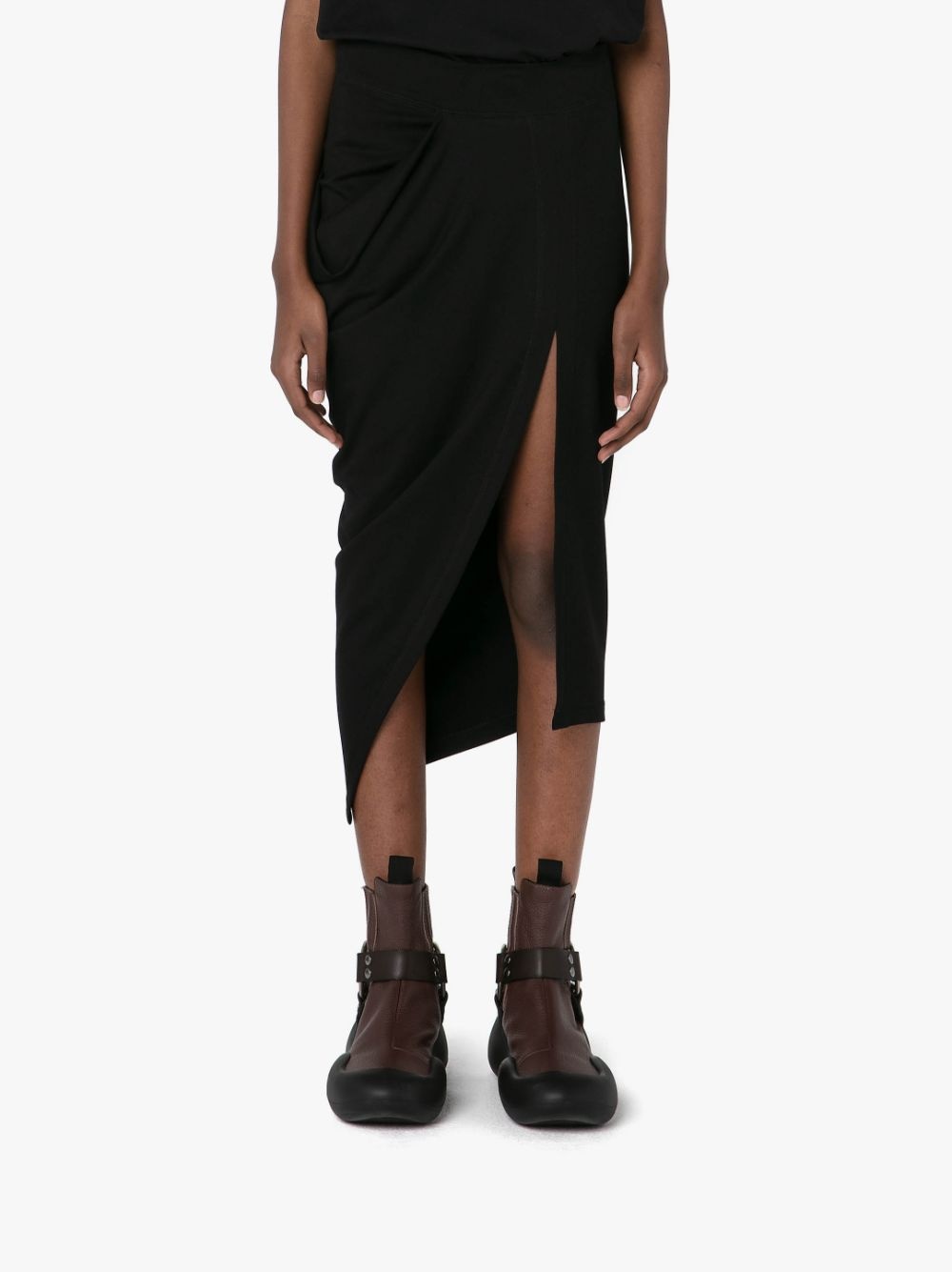 ASYMMETRIC DRAPED MIDI SKIRT - 2