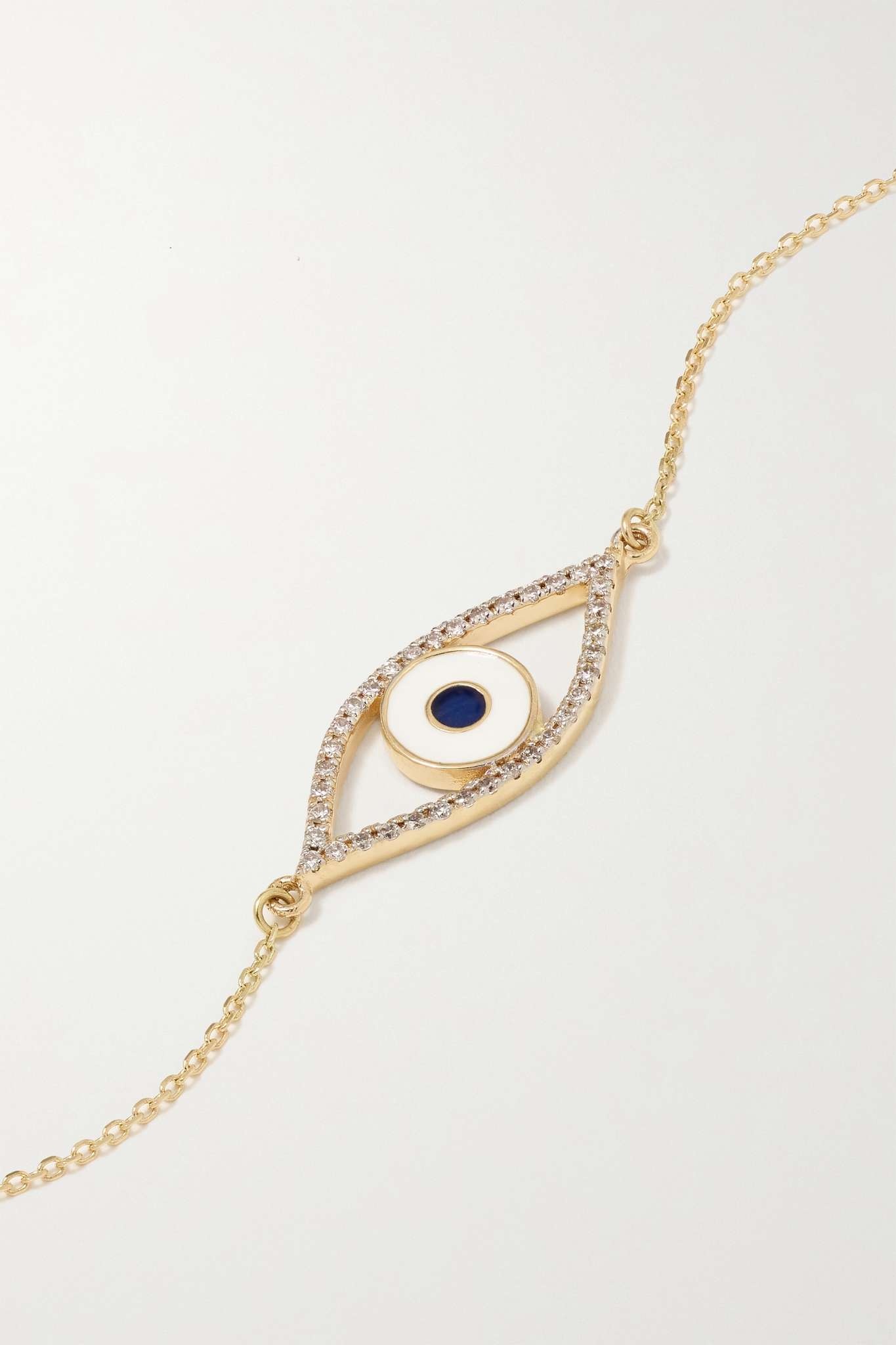 Eye of Protection 14-karat gold, enamel and diamond bracelet - 4