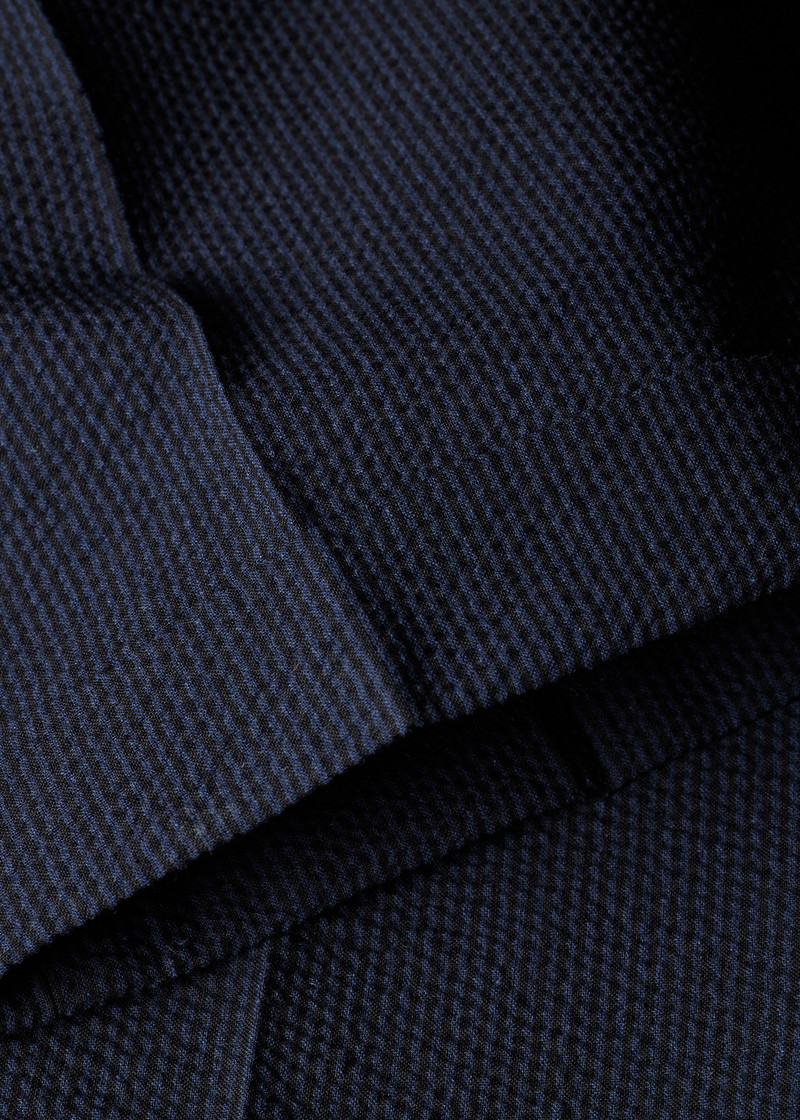 Slim-Fit Navy Cotton-Blend Seersucker Stripe Trousers 6
