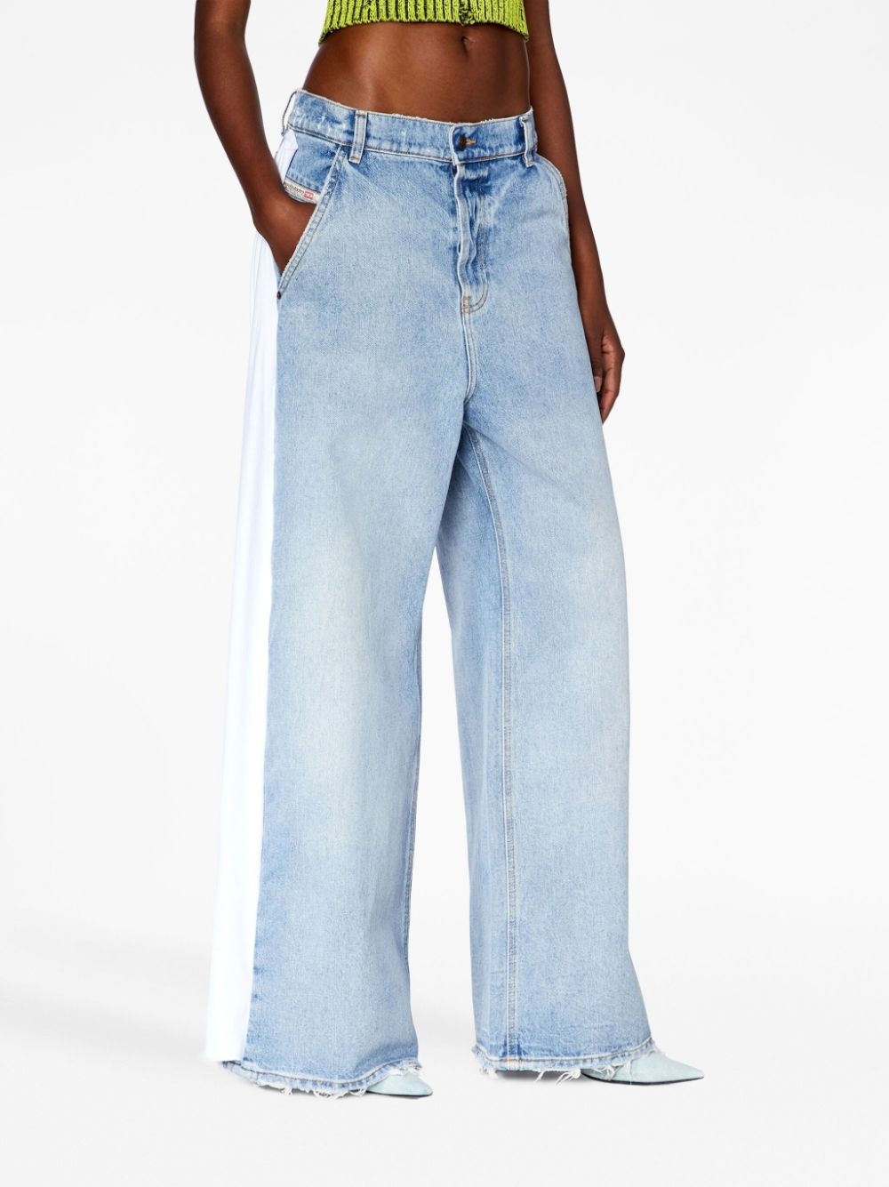 side-stripe wide-leg jeans - 3