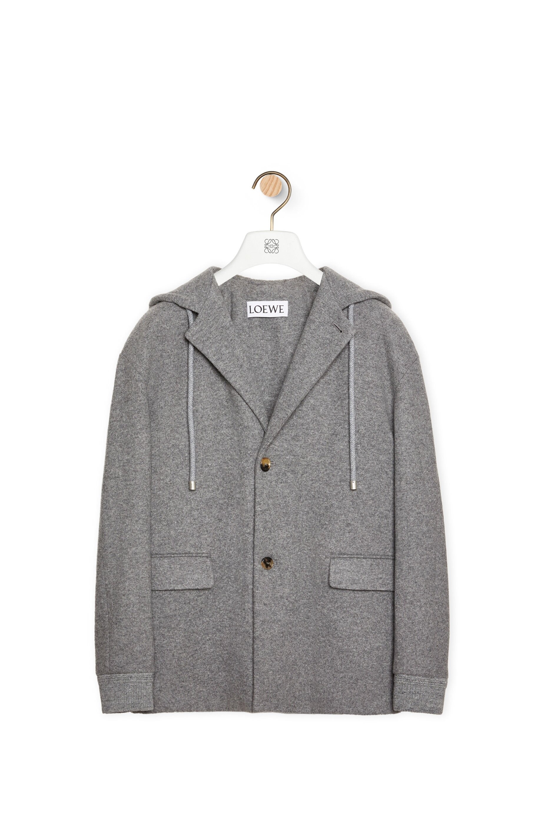 Hooded jacket in wool and cashmere