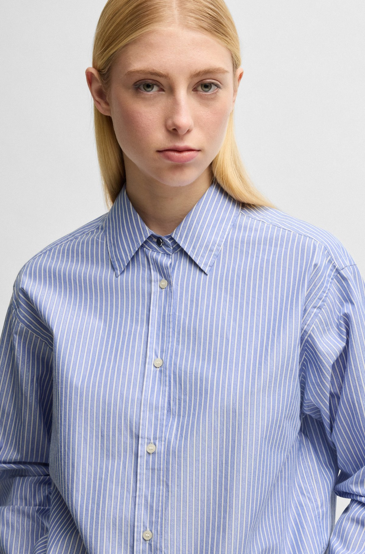 RELAXED-FIT BLOUSE IN STRIPED POPLIN - 4