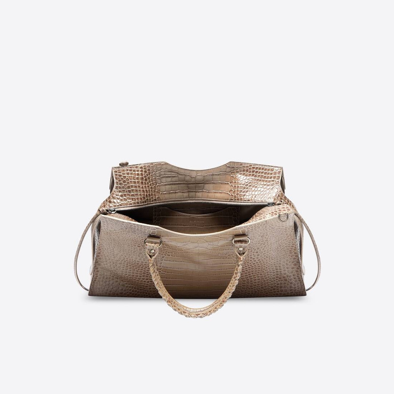 Men's Neo Classic Large Handbag Crocodile Embossed in Grey 4