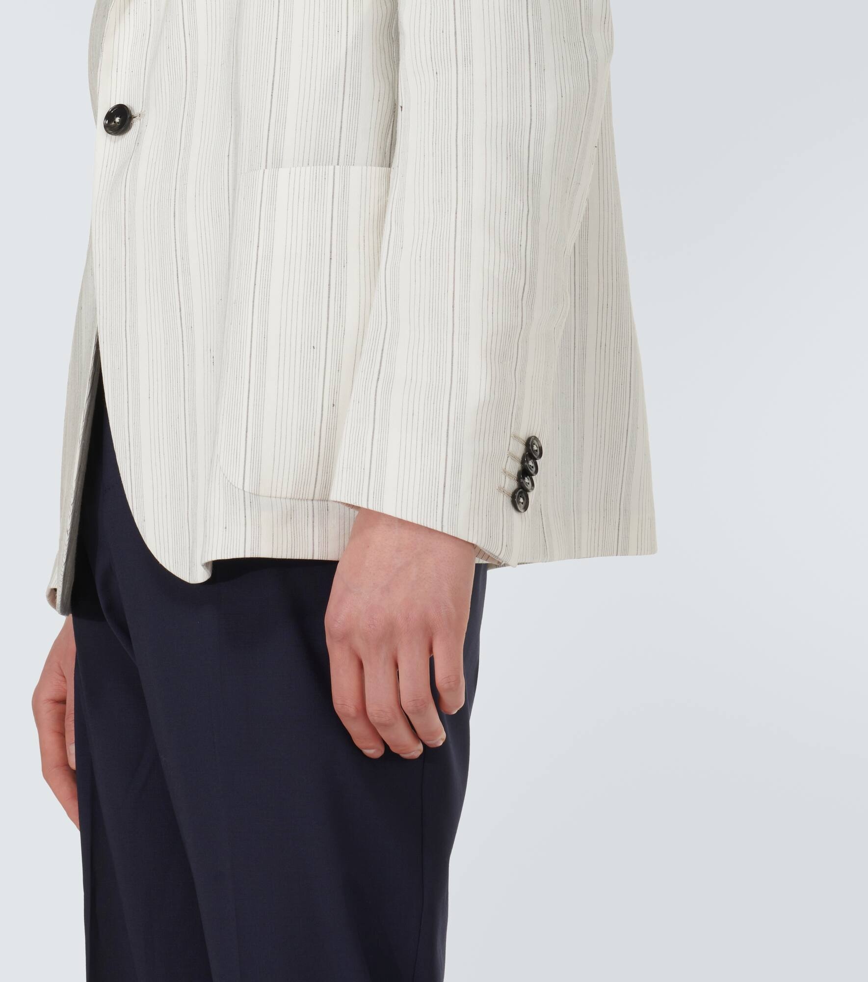 Chalk stripe linen and silk jacket - 6