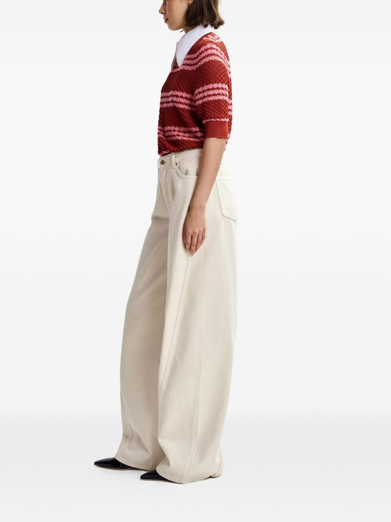 striped embellished-collar T-shirt 3