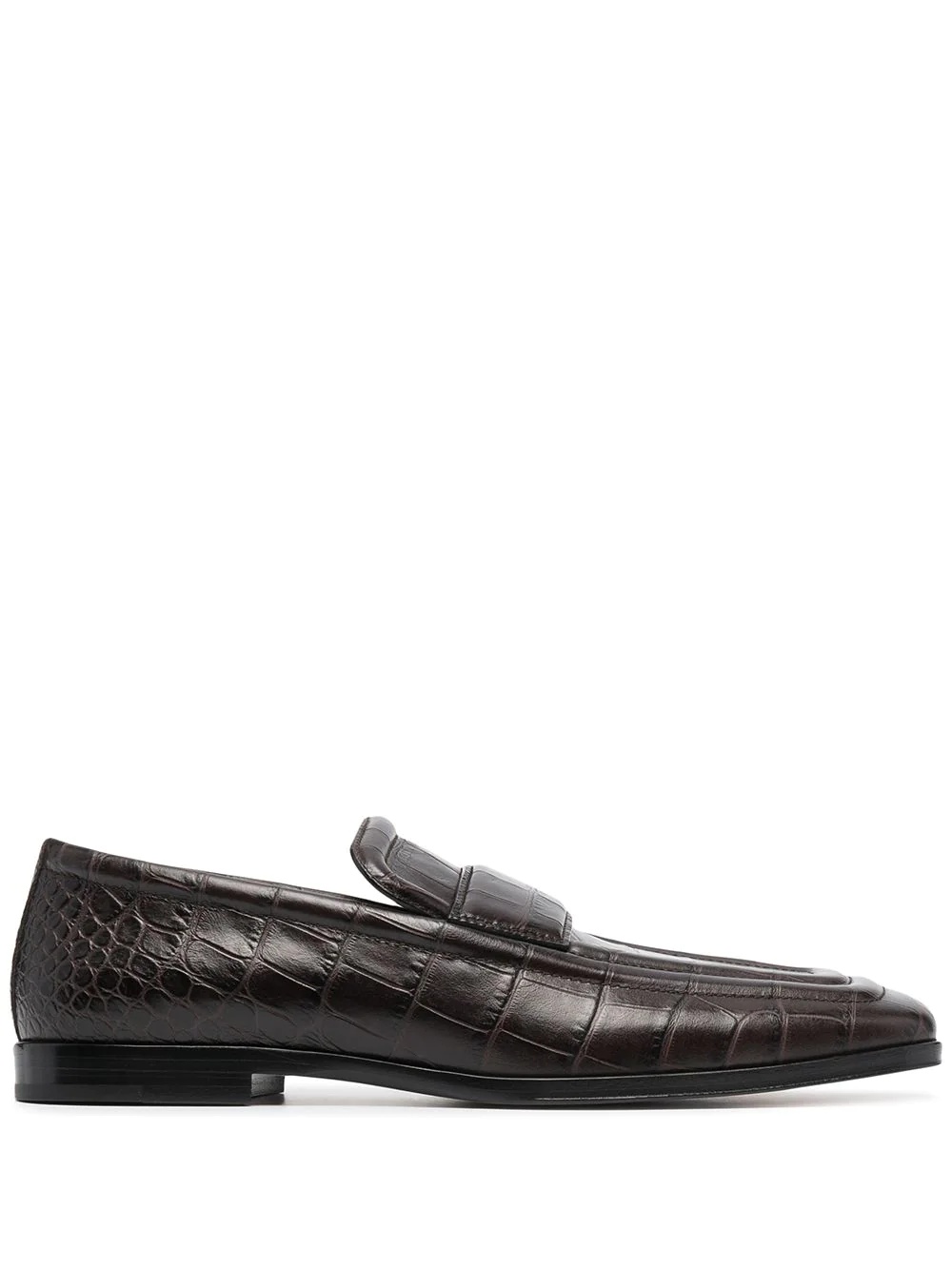 crocodile-effect square toe loafers - 1